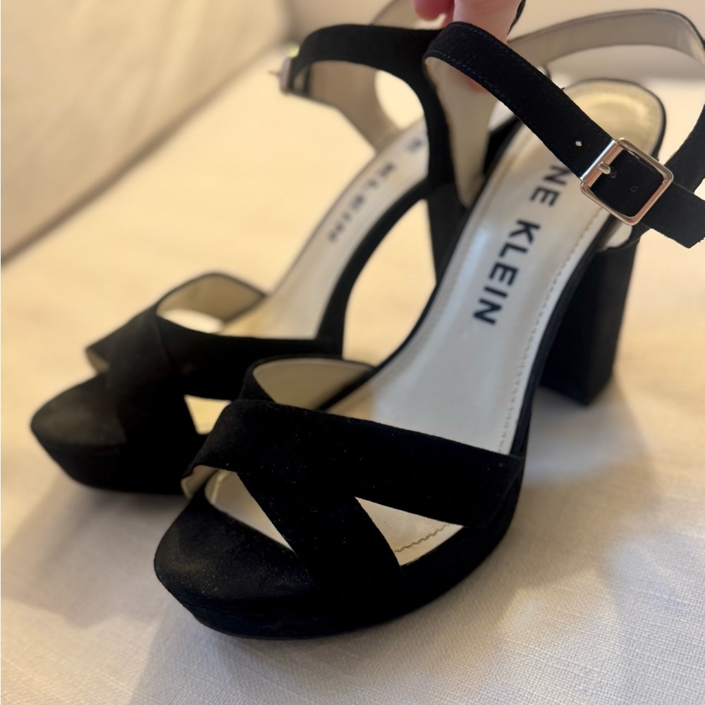 Anne Klein Lalima Platform Sandal Suede Heels | Size: 10 | Color: Black